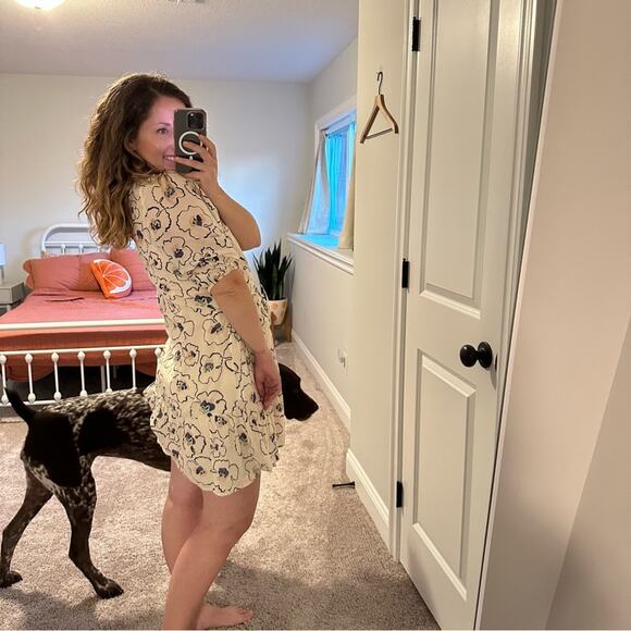 APIECE APART Cream Abstract Floral Cotton Mini Dress Medium - Picture 3 of 11